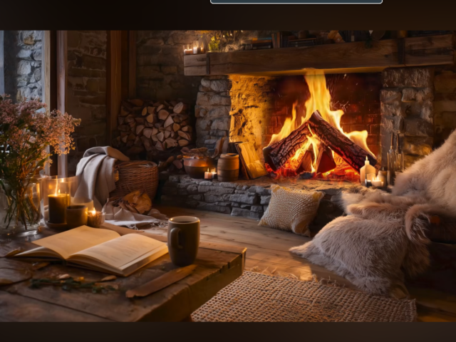 Sunday Night Fireplace Ambience 🌙 Burning Logs & Cozy Fire Sounds | 4K 12 Hr